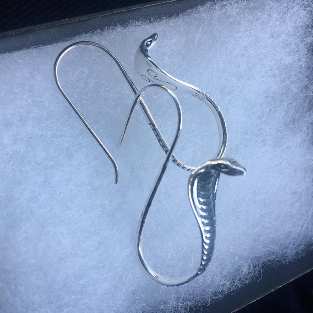 Sterling silver cobra snake earrings NEW